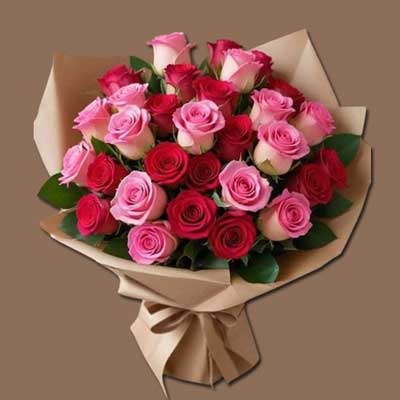 "Red and Pink Roses Flower bunch - code BN01 - Click here to View more details about this Product